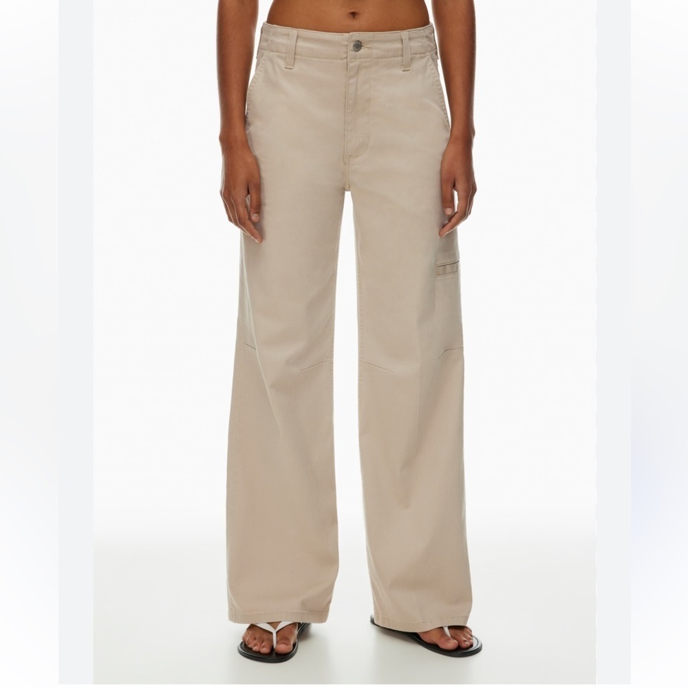 Aritzia Denim Forum The Lou Hi-Rise Wide Leg Khaki Cotton Pants Size 28 B25